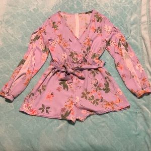 purple floral short jumper